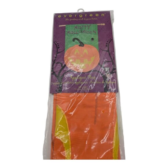 Evergreen Happy Halloween Applique Flag 28" x 44" With Pumpkin & Spider Design - Picture 5 of 6